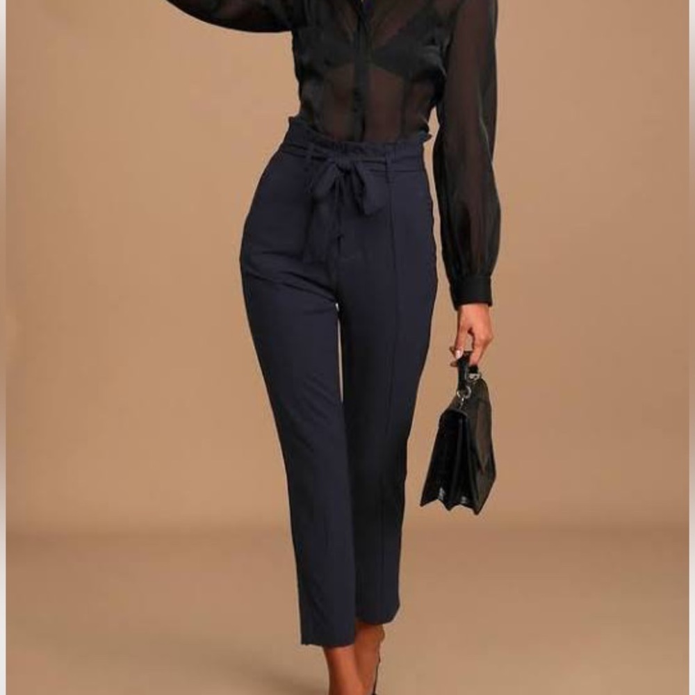 Express slacks high waisted with bow tapered leg
